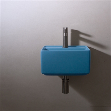 Fly mini I 34 x 26,5 Blå - Lille blå håndvask i porcelæn 